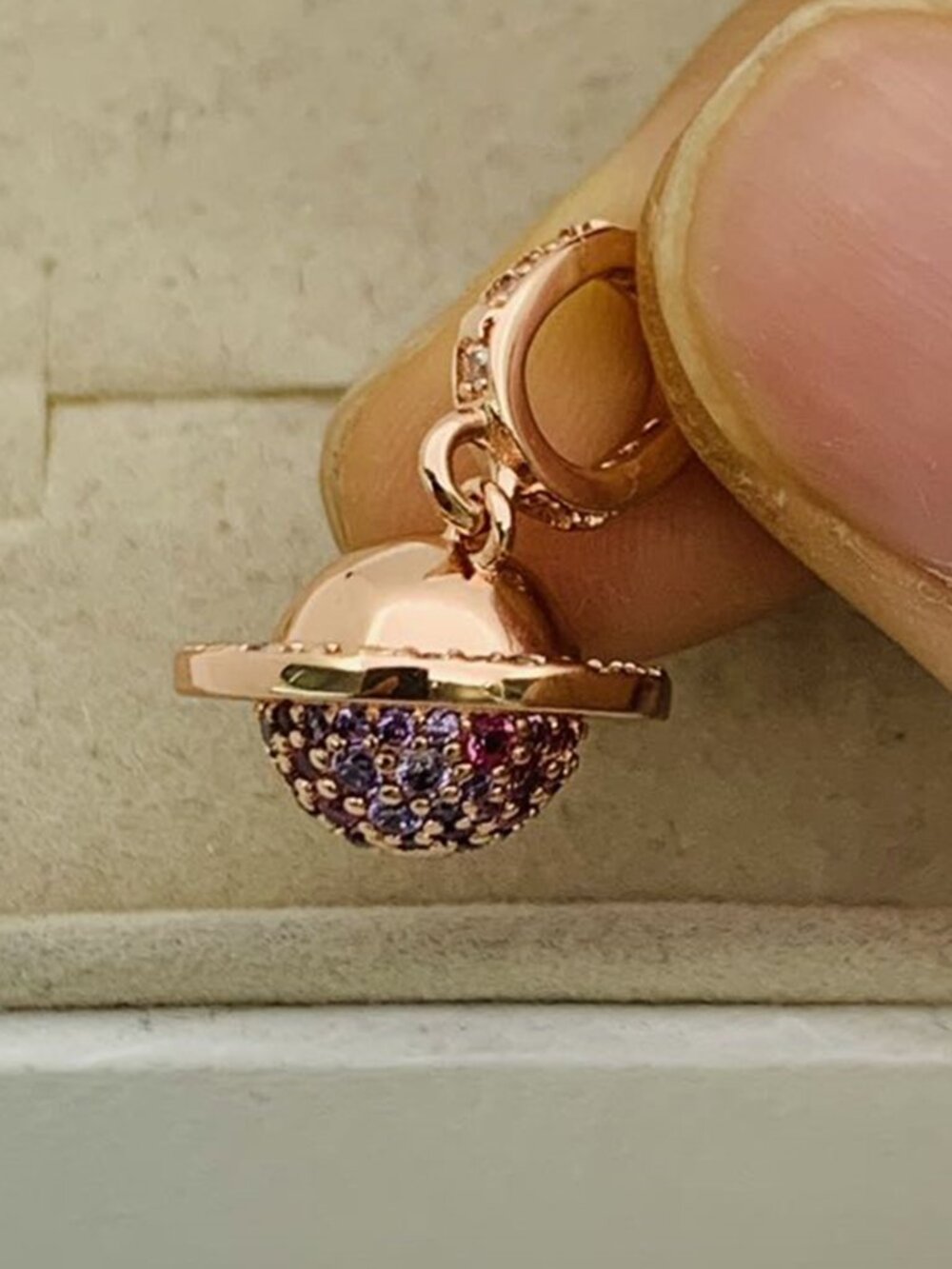 ✨🔥Pandora Confession Pink Globe Charm Rose Gold Pendant